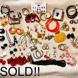 Vintage Mixed Jewelry Lot #1,  53 Pieces All Wearable, Perfect Reseller Lot